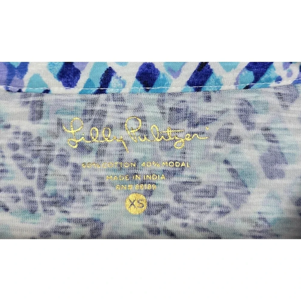 Lilly Pulitzer Joy Tunic Dress Size XS Blue White Pineapple Beach Resort Coastal
